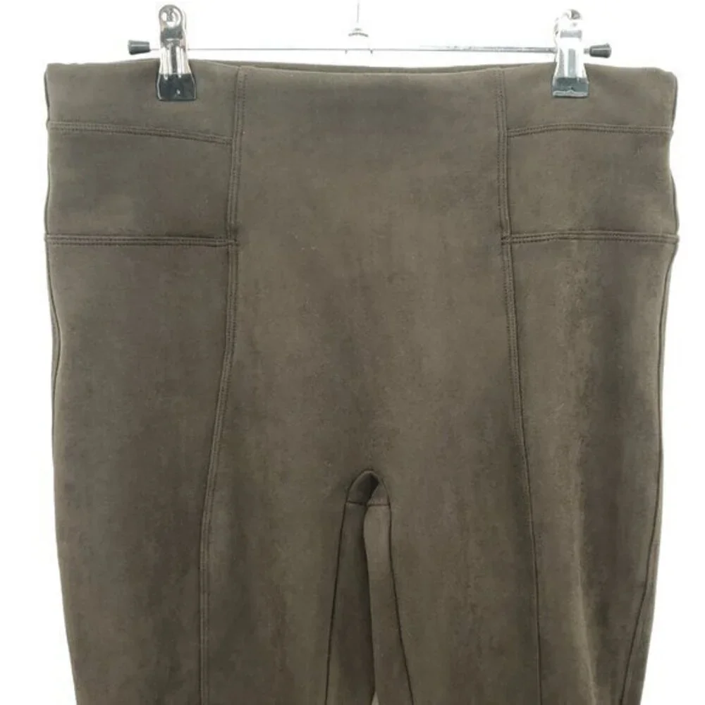 Spanx High Waist Faux Suede Leggings L Chocolate Brown
